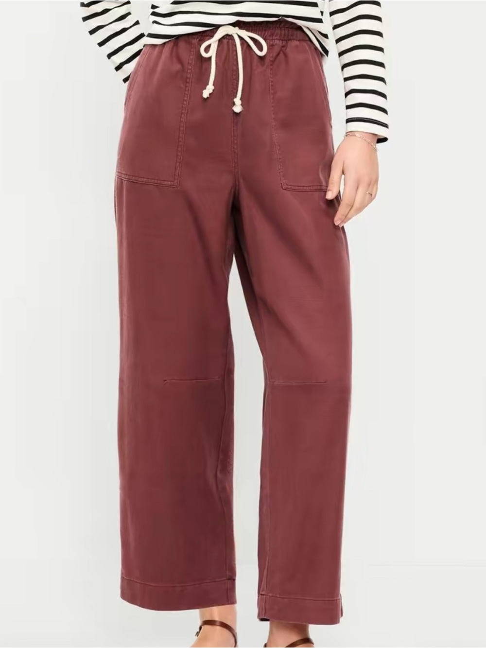 Old Navy Womans High Waisted Utility Ankle Pants Drawstring Size L Petite